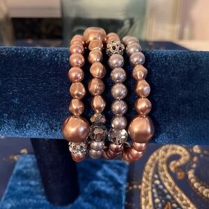 Faux pearl wrap bracelet cappachino and gray, beautiful